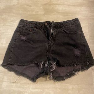 H&M black high waisted shorts, slightly distressed